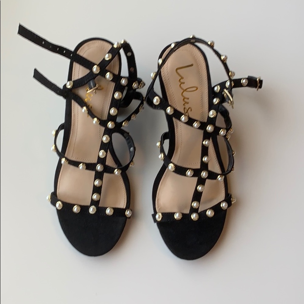 Lulu’s Pearl Studded Block Heel